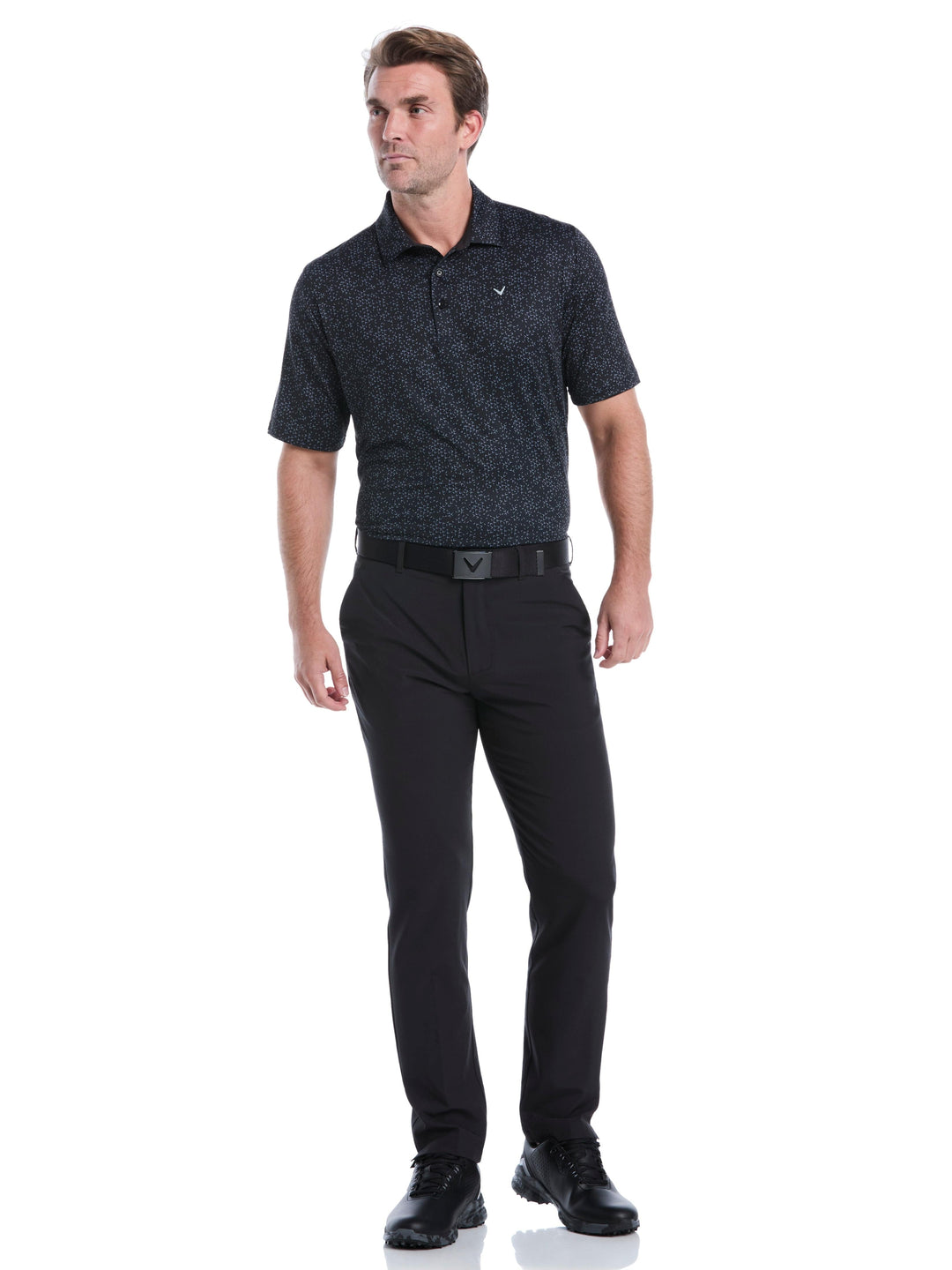 Chevron Print Golf Polo (Caviar) 