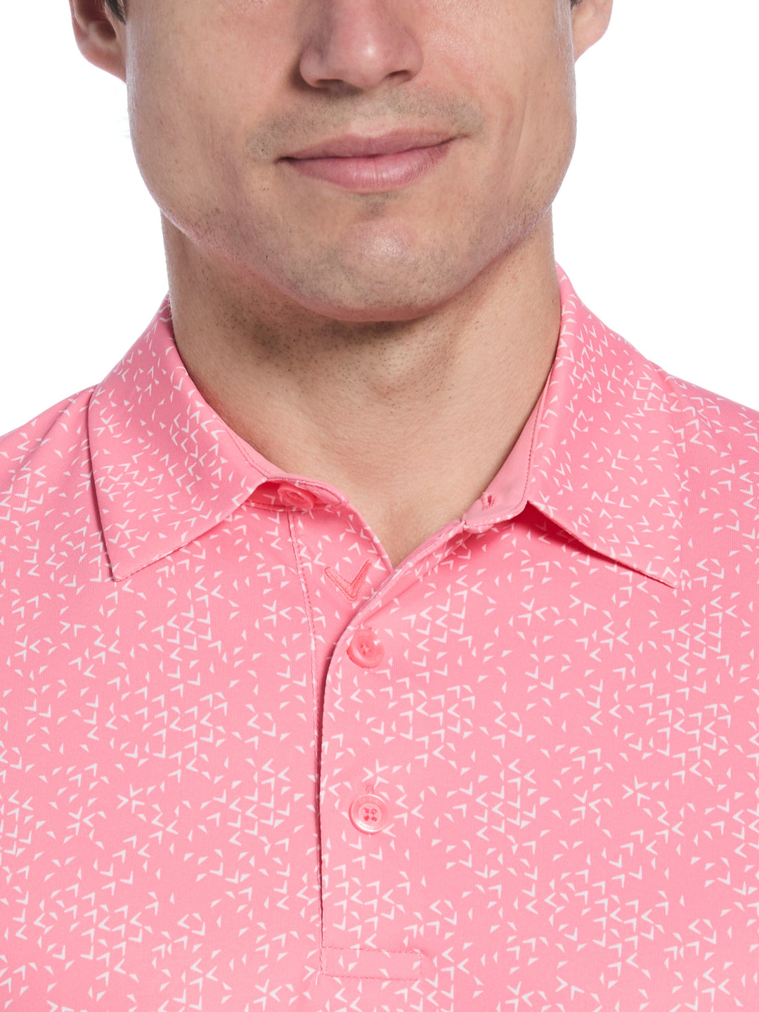 Chevron Print Golf Polo (Strawberry Pink) 