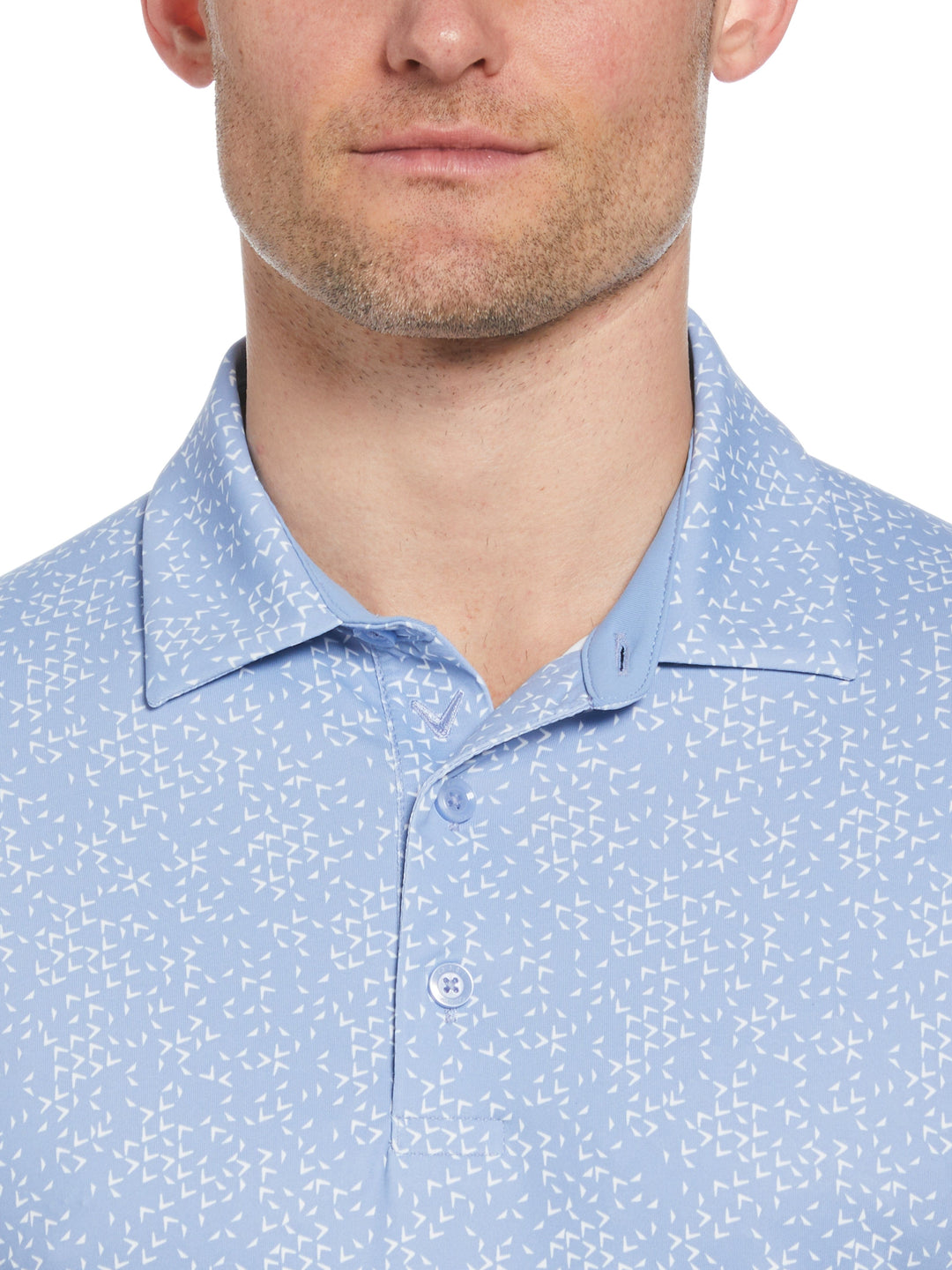 Chevron Print Golf Polo (Chambray) 