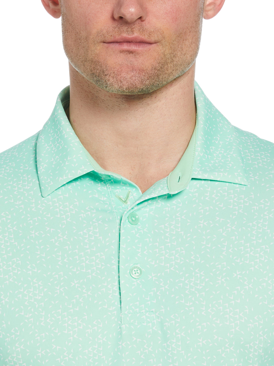 Chevron Print Golf Polo (Green Ash) 