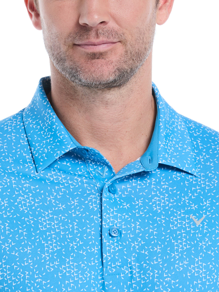 Chevron Print Golf Polo (Cendre Blue) 