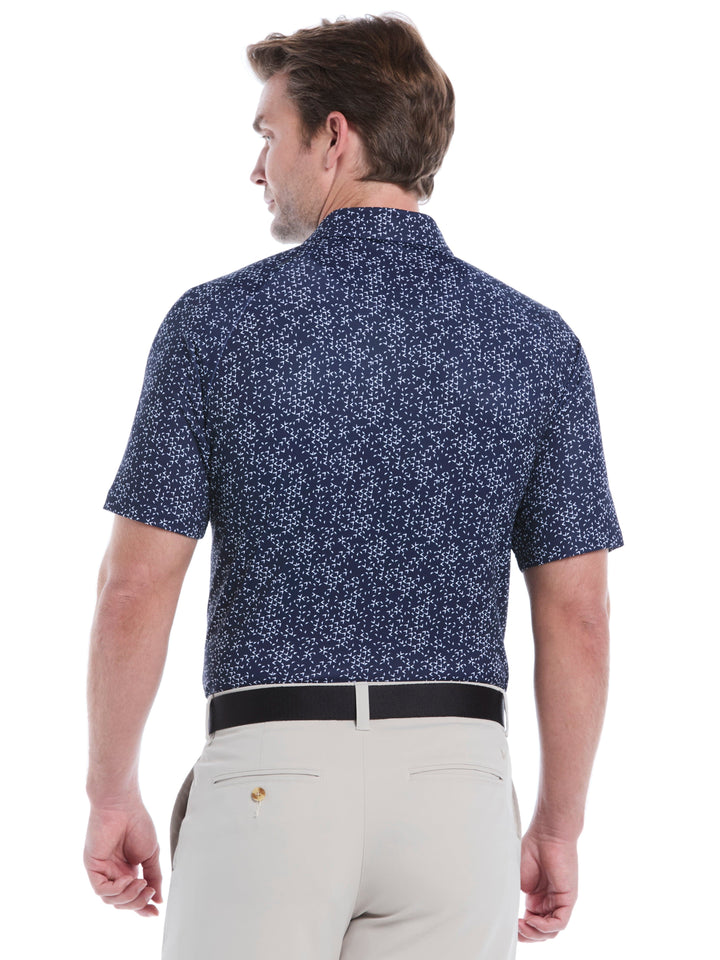 Chevron Print Golf Polo (Bright White/Peacoat) 