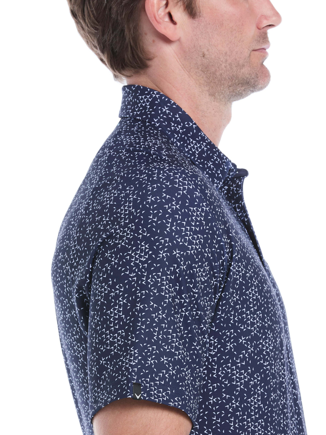 Chevron Print Golf Polo (Bright White/Peacoat) 