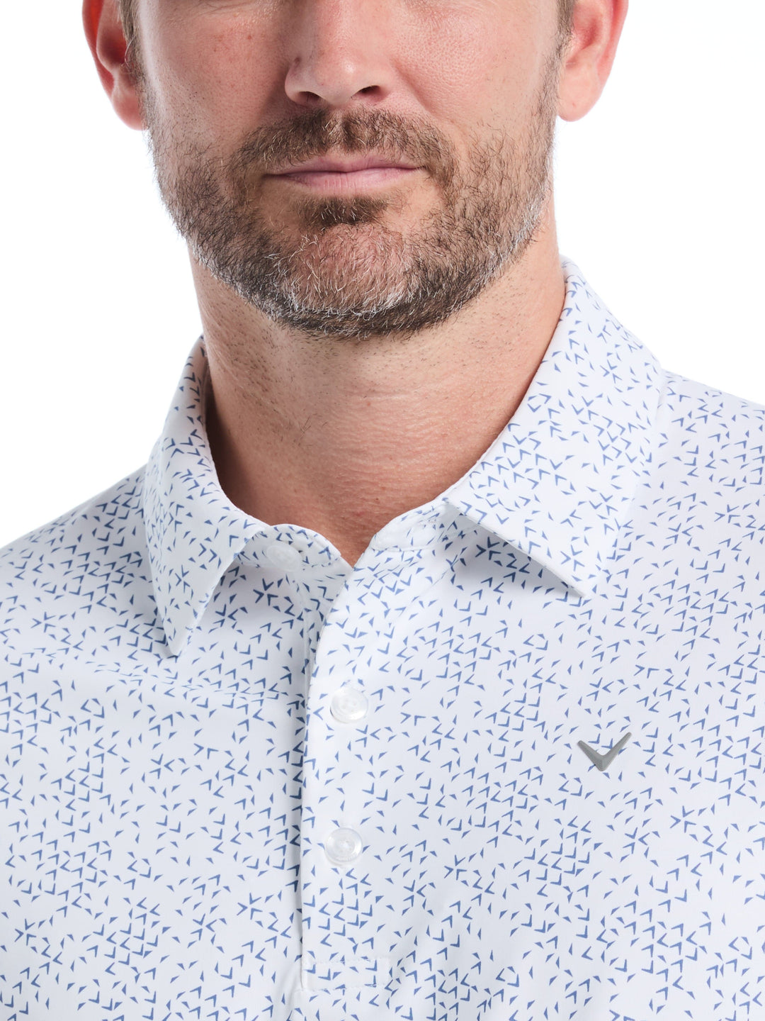 Chevron Print Golf Polo (Bright White) 