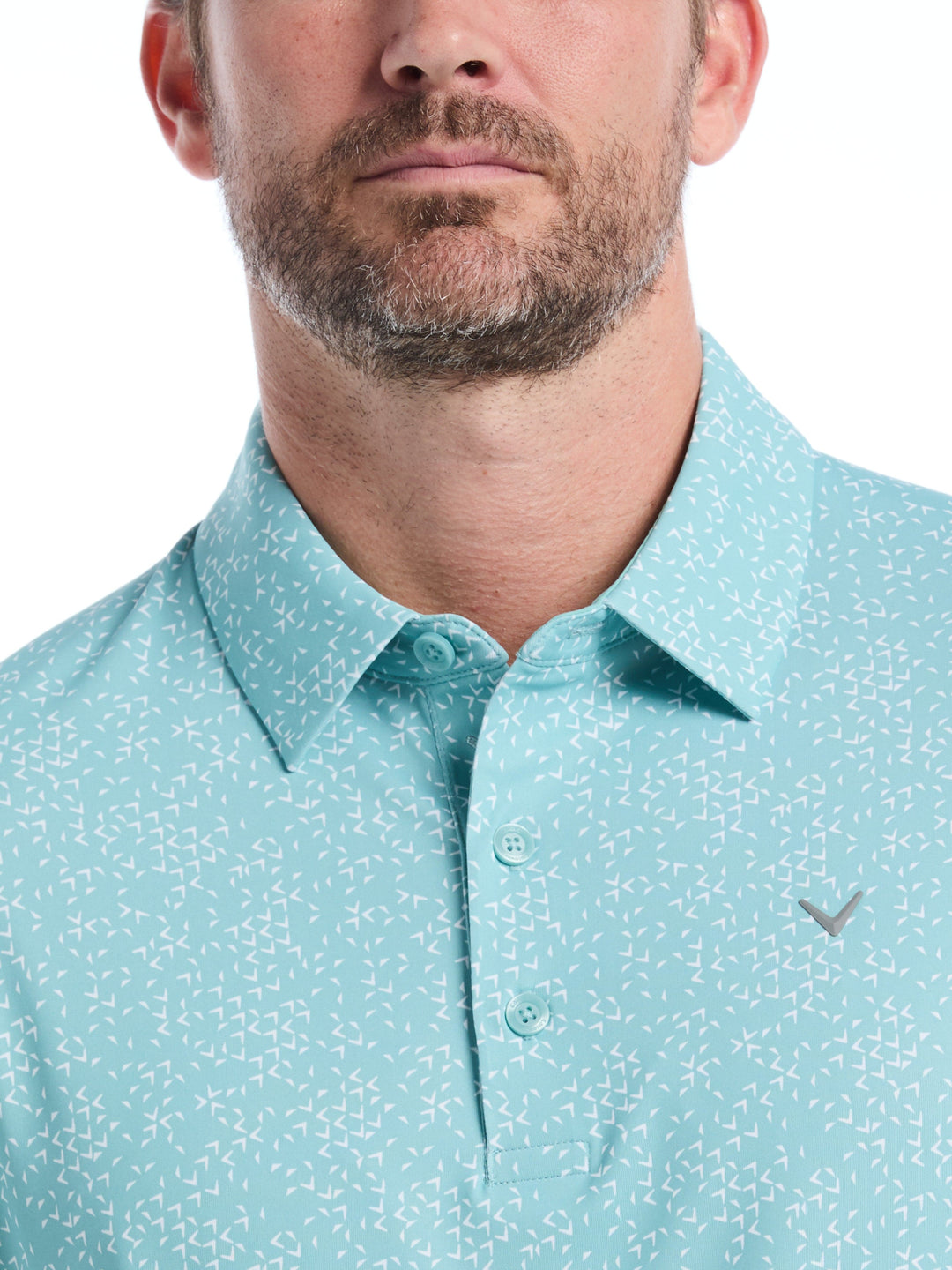 Chevron Print Golf Polo (Aquifer) 