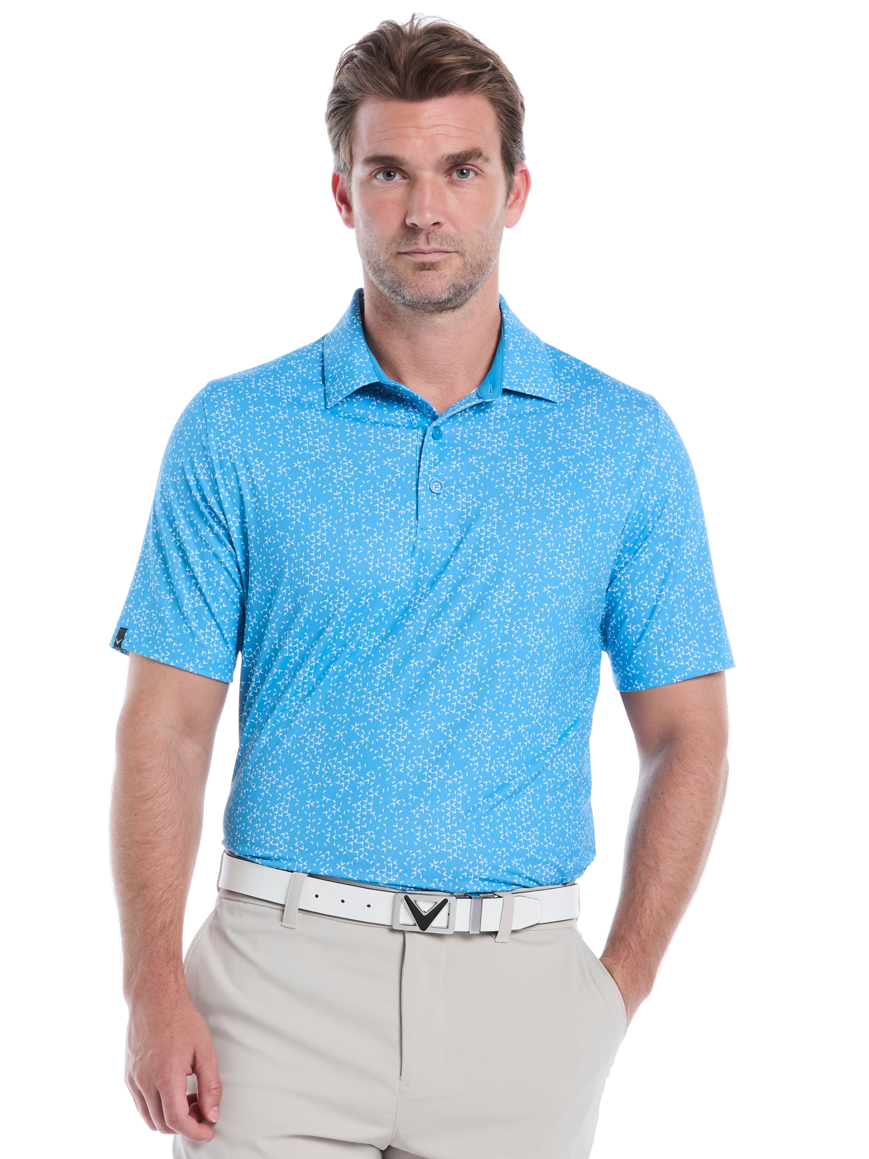 Callaway メンズゴルフシャツ 青 幾何学模様　Lサイズ Mens Chevron Print Golf Polo – Callaway Apparel