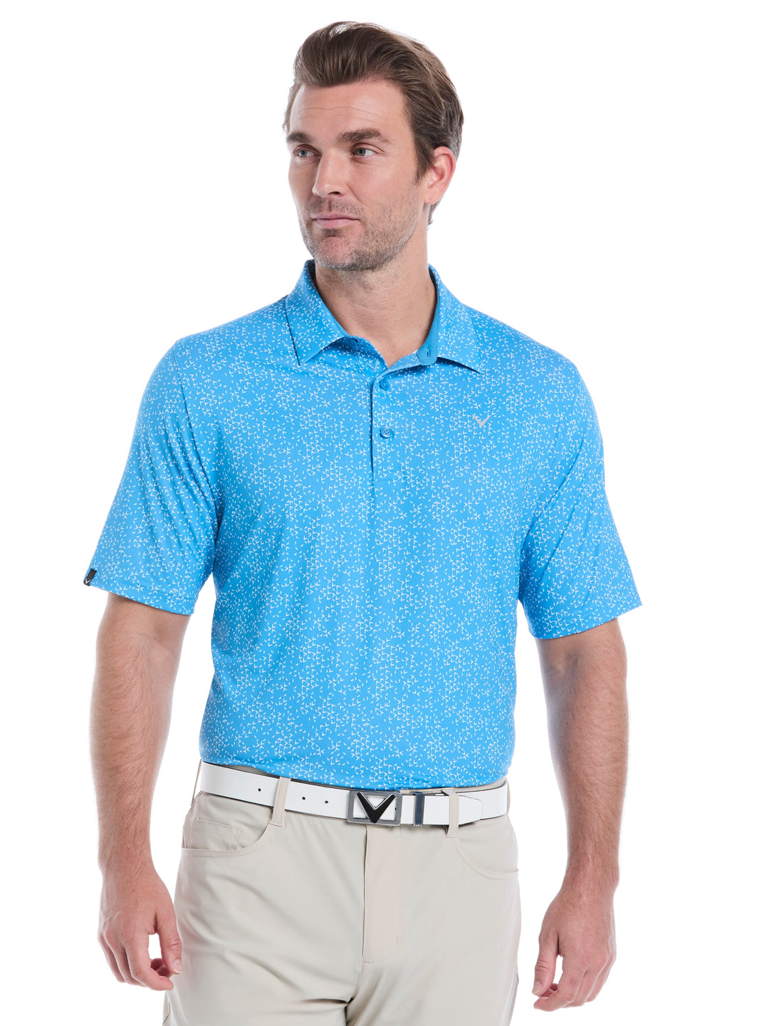 Chevron Print Golf Polo (Cendre Blue) 