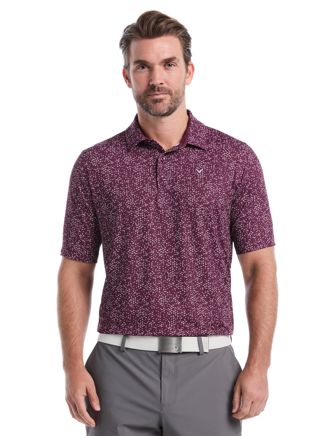 Chevron Print Golf Polo (Grape Wine) 