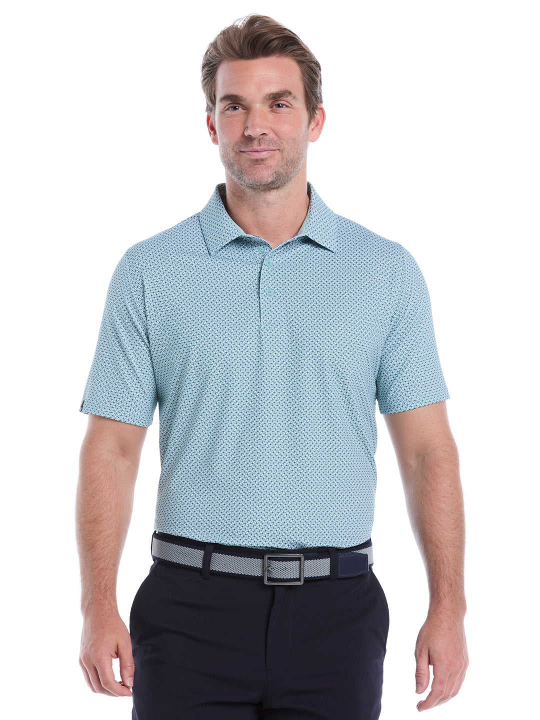Chevron Print Golf Polo Shirt (Aquifer) 