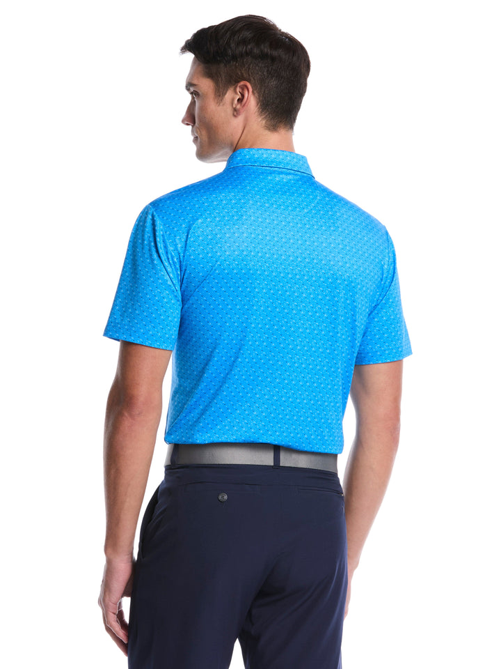 Chevron Print Golf Polo Shirt (Brilliant Blue) 