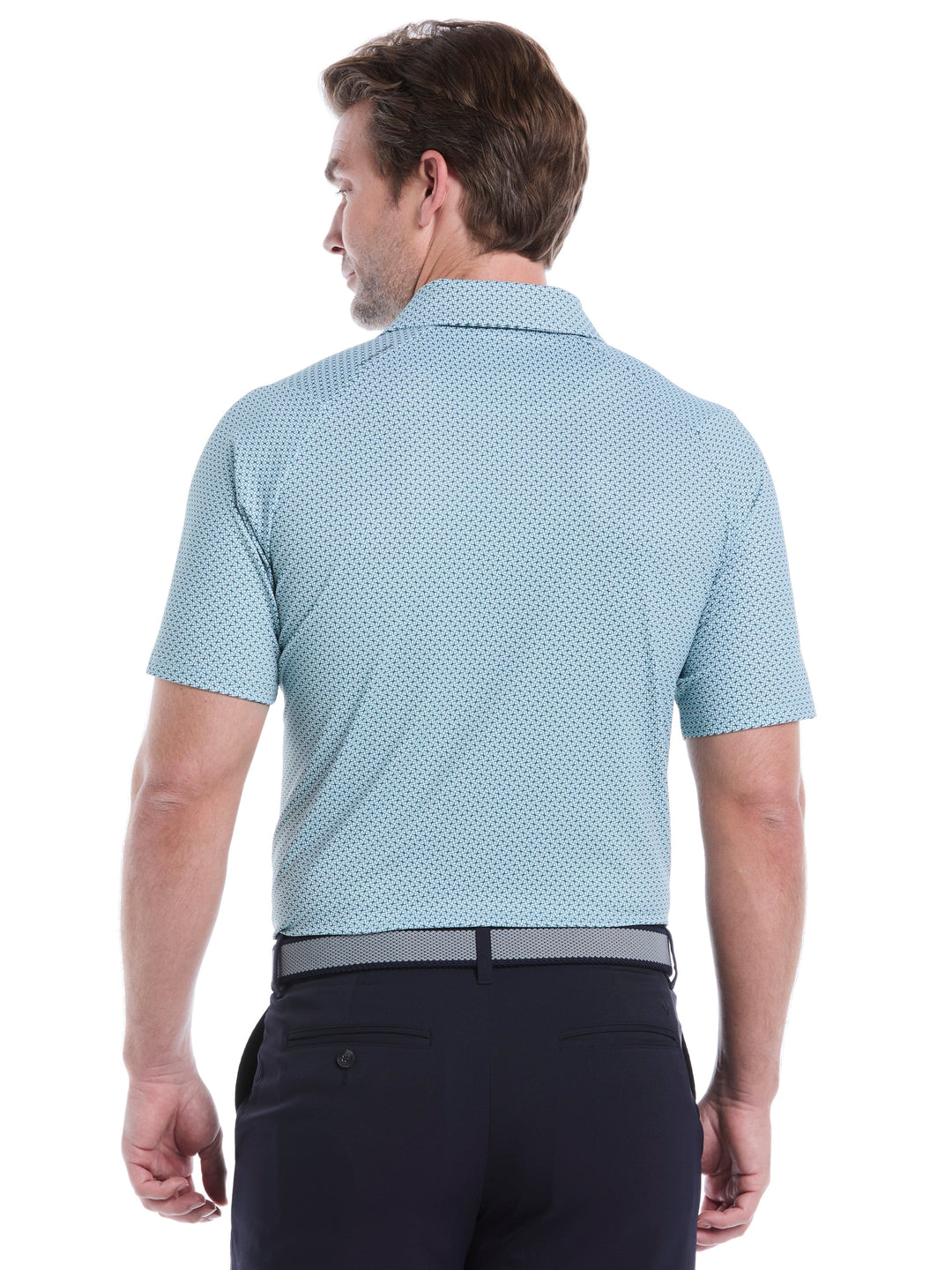 Chevron Print Golf Polo Shirt (Aquifer) 