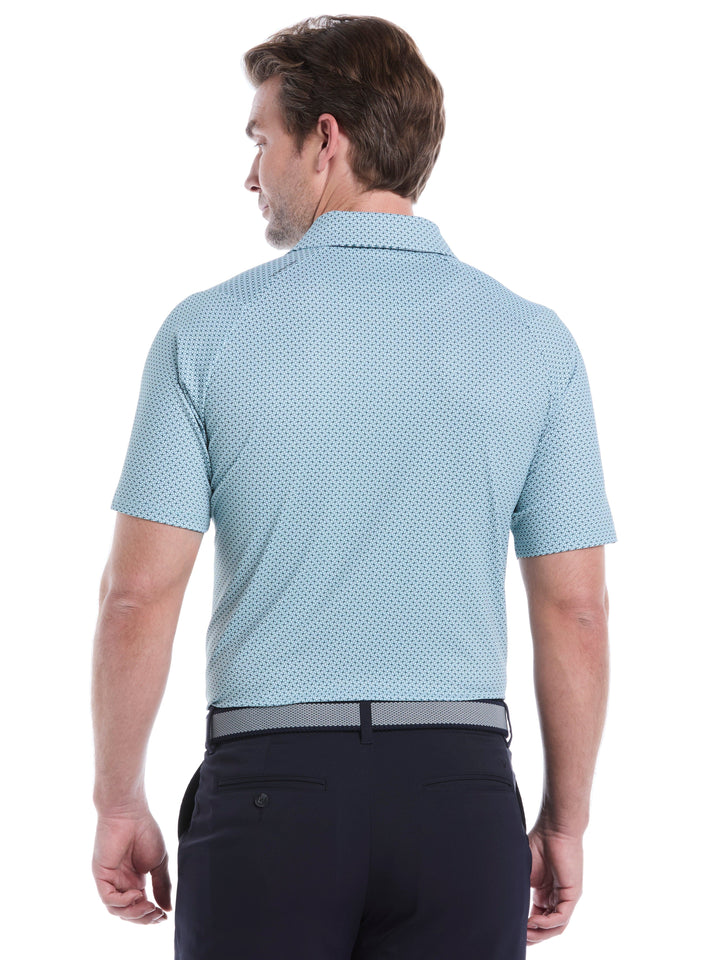 Chevron Print Golf Polo Shirt (Aquifer) 