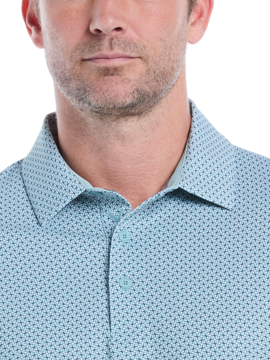 Chevron Print Golf Polo Shirt (Aquifer) 