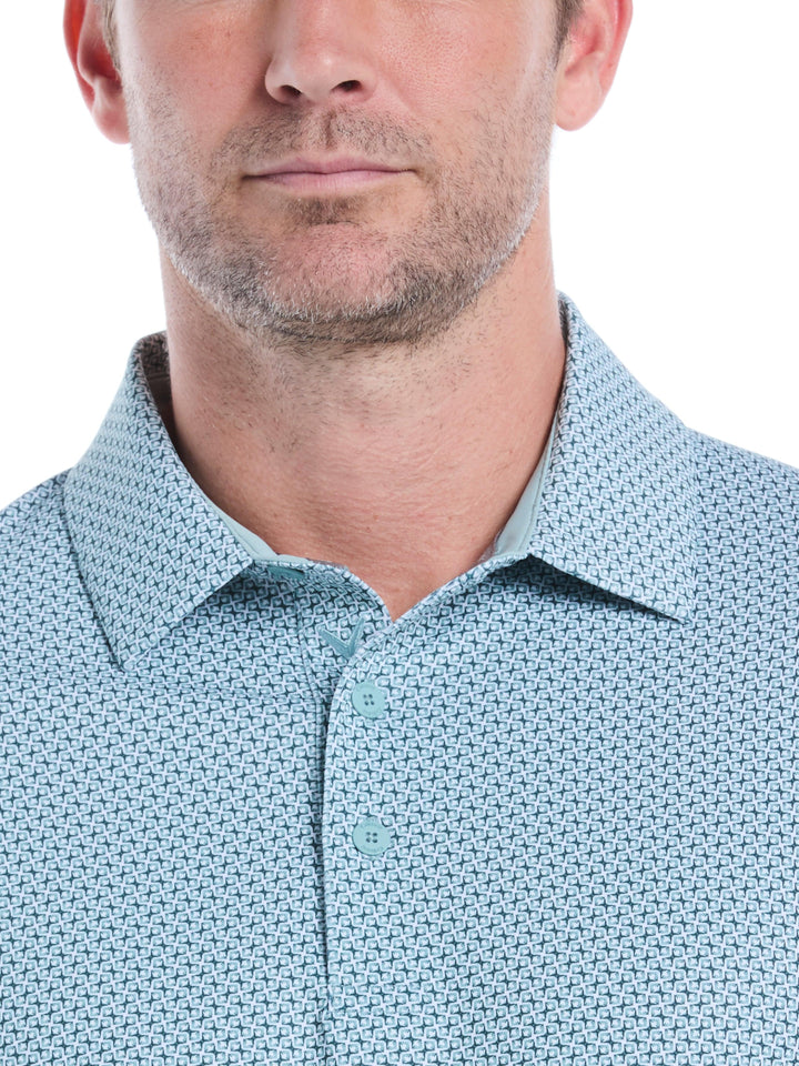 Chevron Print Golf Polo Shirt (Aquifer) 