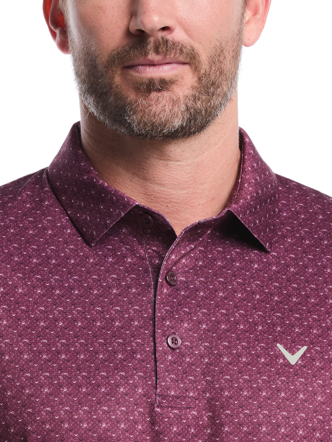 Chevron Print Golf Polo Shirt (Grape Wine) 