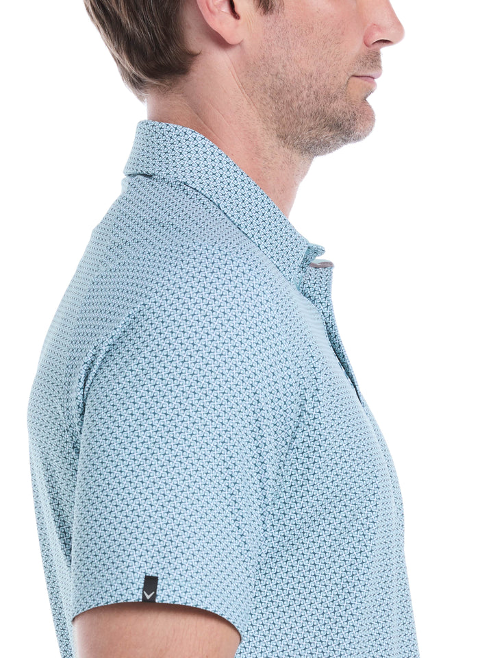 Chevron Print Golf Polo Shirt (Aquifer) 