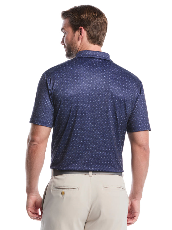 Chevron Print Golf Polo Shirt (Peacoat/Bright White) 