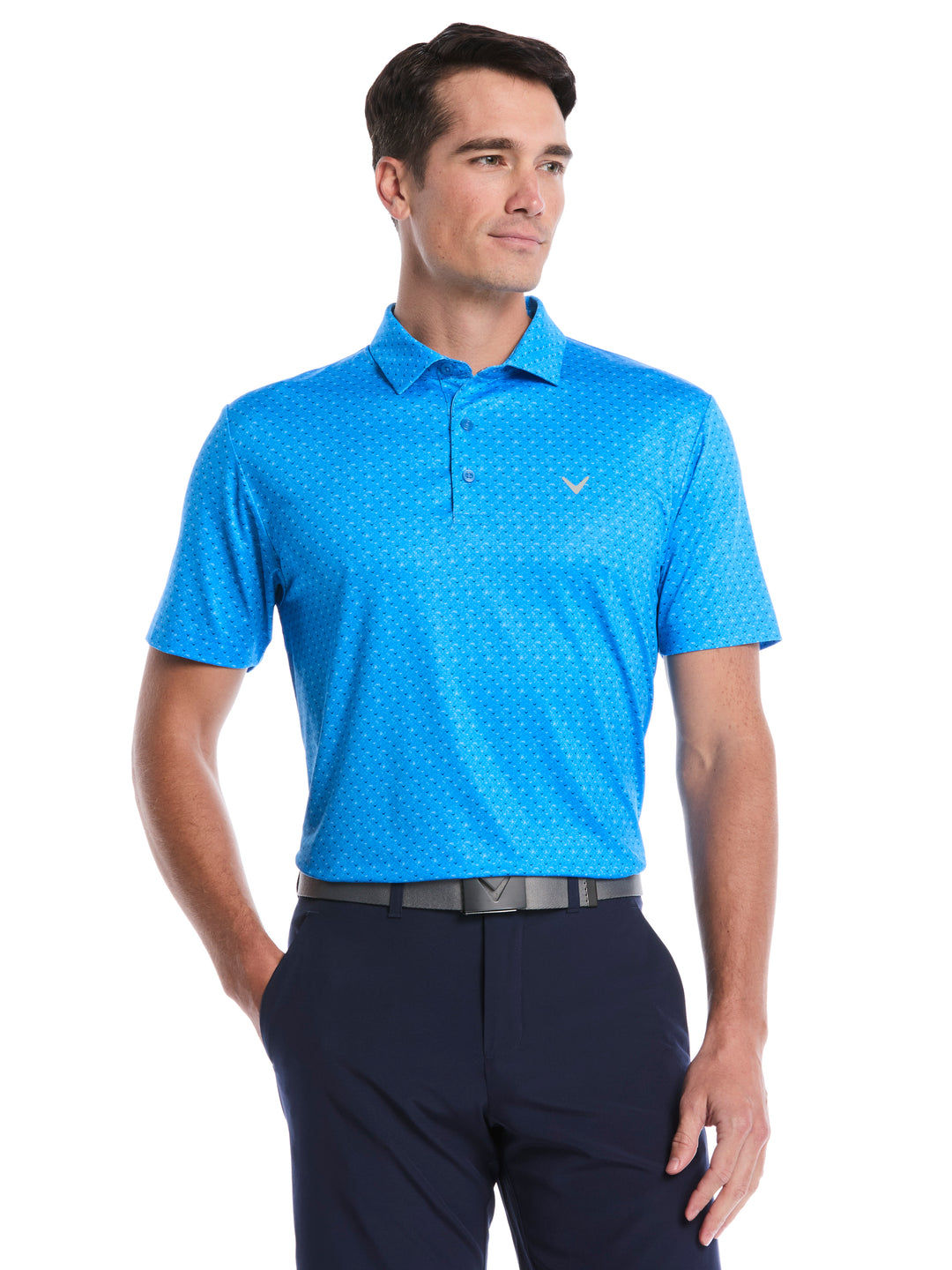 Chevron Print Golf Polo Shirt-Polos-Brilliant Blue-S-Callaway