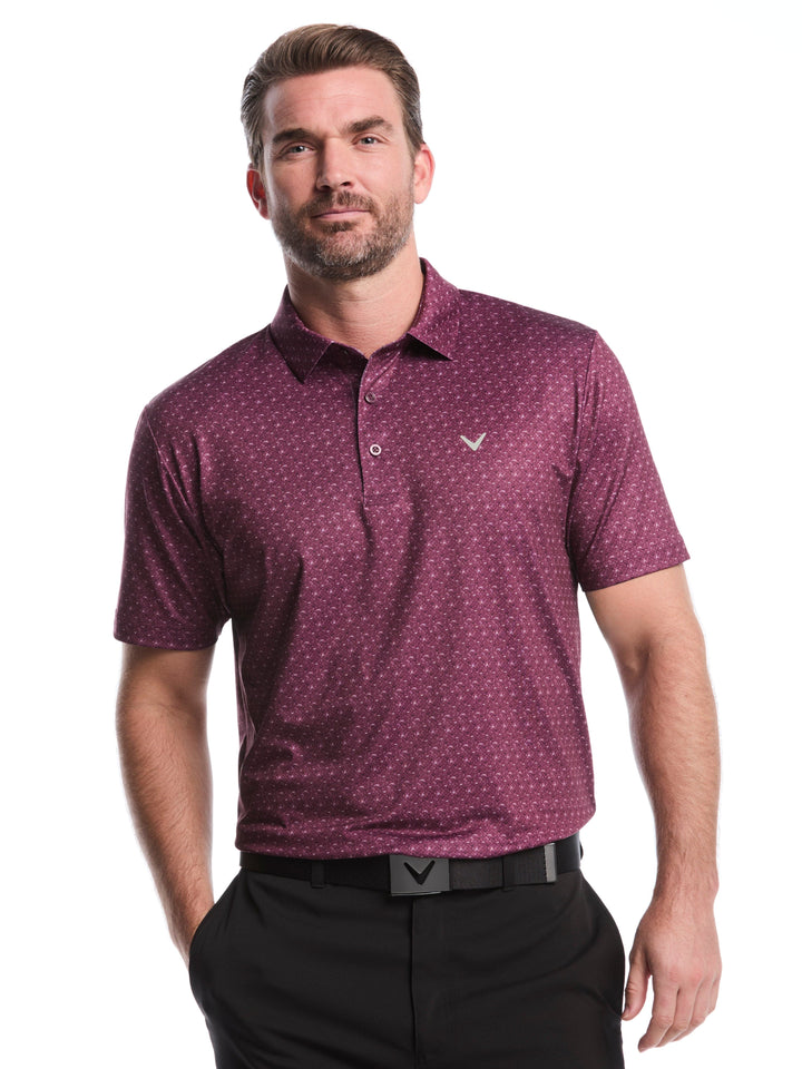 Chevron Print Golf Polo Shirt-Polos-Grape Wine-S-Callaway