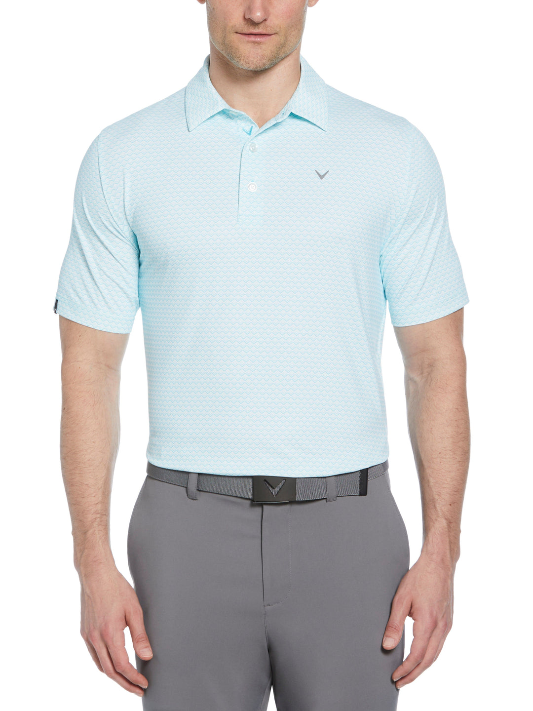 All-Over Gradient Chevron Print Golf Polo (Blue Radiance) 