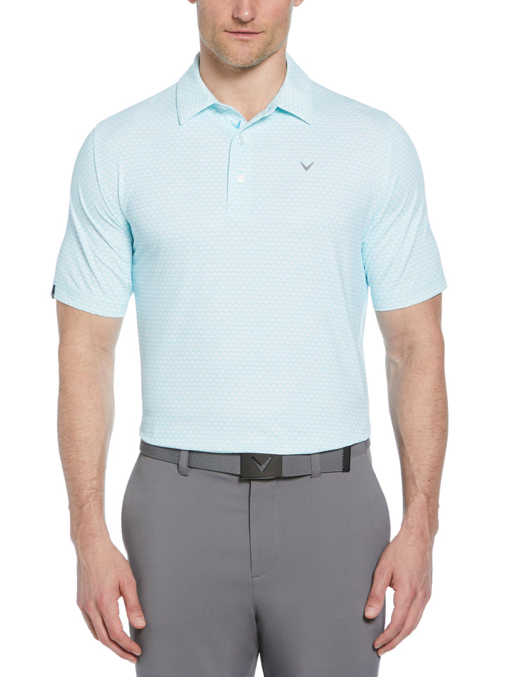All-Over Gradient Chevron Print Golf Polo (Blue Radiance) 