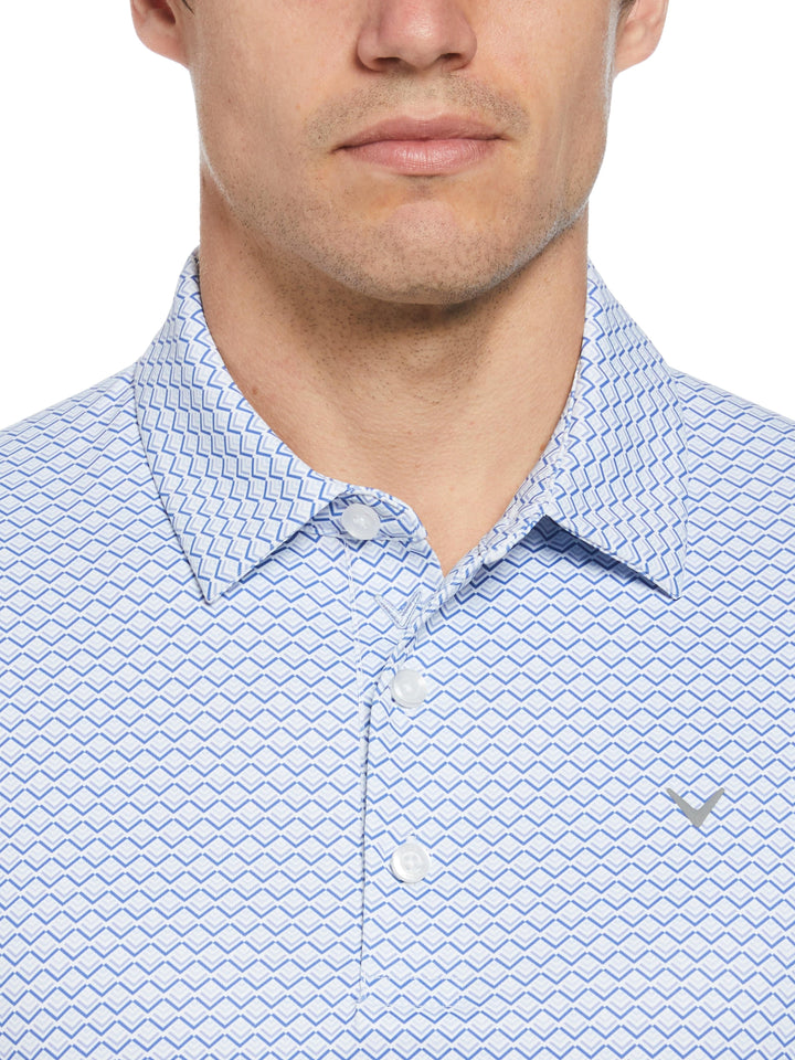 All-Over Gradient Chevron Print Golf Polo (Chambray) 