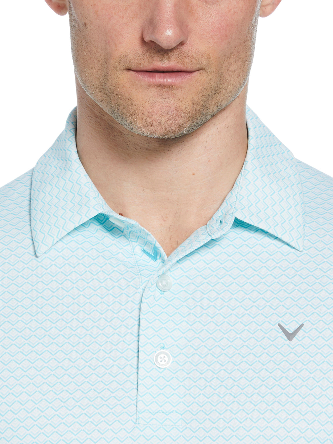 All-Over Gradient Chevron Print Golf Polo (Blue Radiance) 