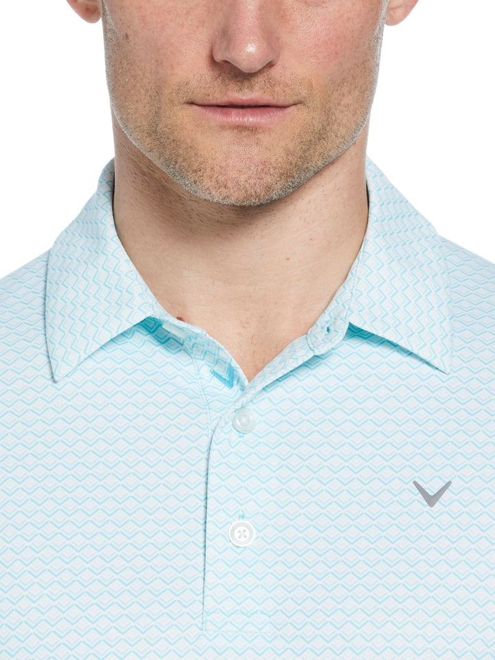 All-Over Gradient Chevron Print Golf Polo (Blue Radiance) 