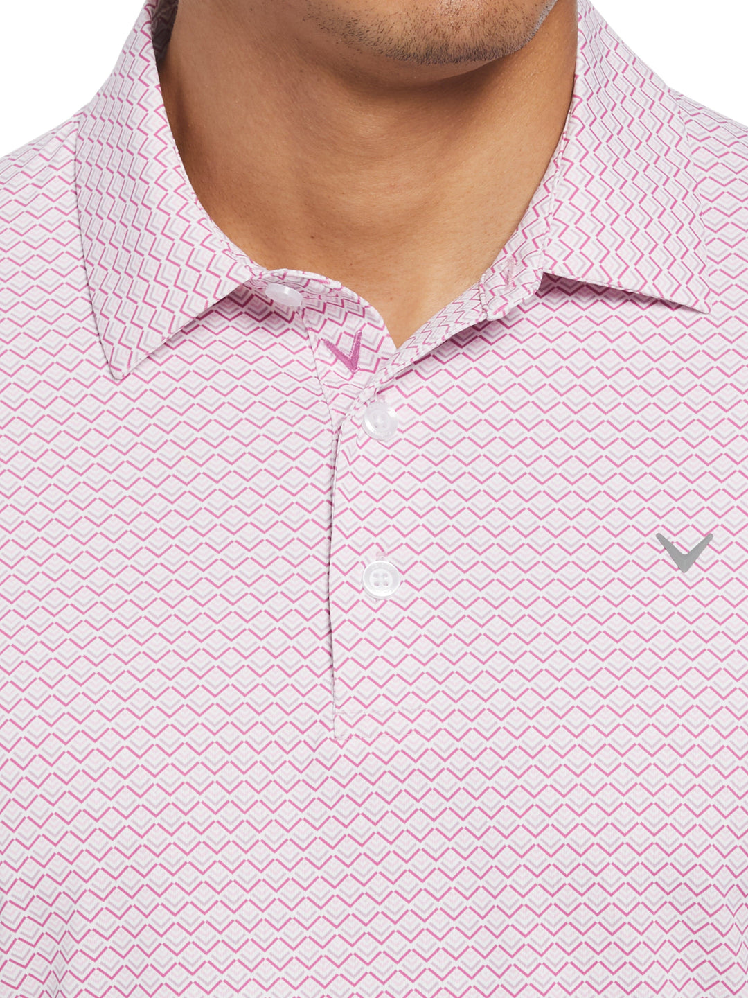 All-Over Gradient Chevron Print Golf Polo (Purple Orchid) 