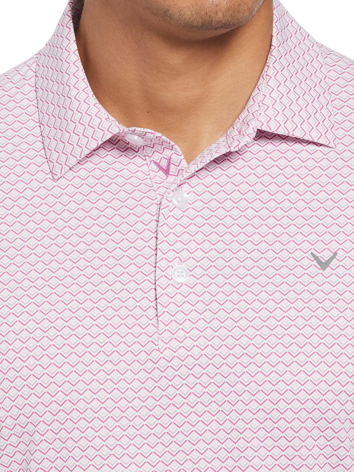 All-Over Gradient Chevron Print Golf Polo (Purple Orchid) 
