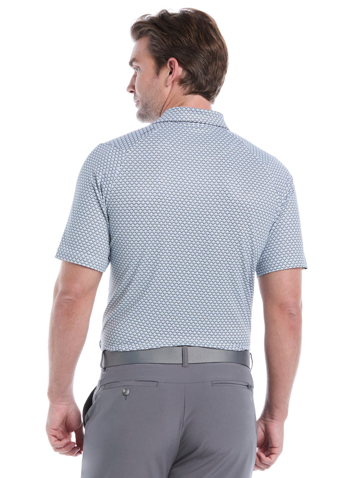 All-Over Gradient Chevron Print Golf Polo (Caviar) 