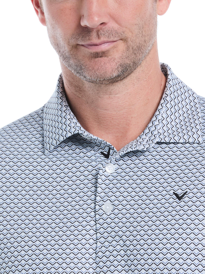 All-Over Gradient Chevron Print Golf Polo (Caviar) 