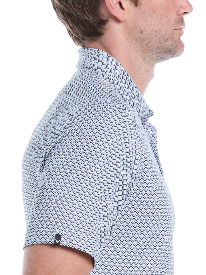 All-Over Gradient Chevron Print Golf Polo (Caviar) 