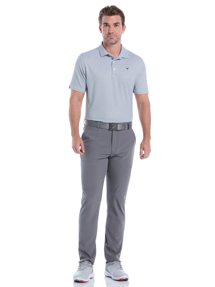 All-Over Gradient Chevron Print Golf Polo (Caviar) 