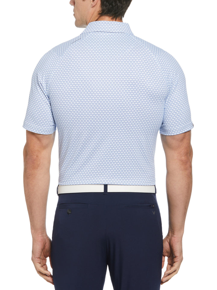 All-Over Gradient Chevron Print Golf Polo (Chambray) 
