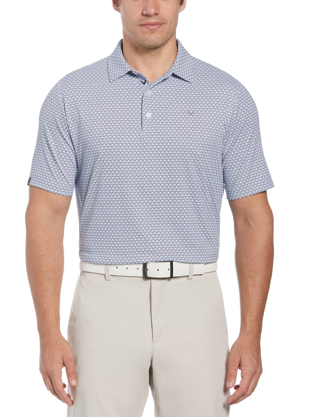 All-Over Gradient Chevron Print Golf Polo (Peacoat) 