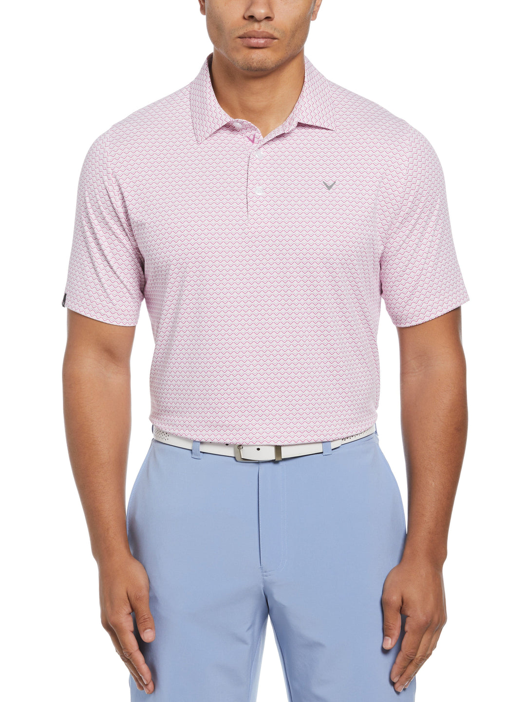 All-Over Gradient Chevron Print Golf Polo (Purple Orchid) 