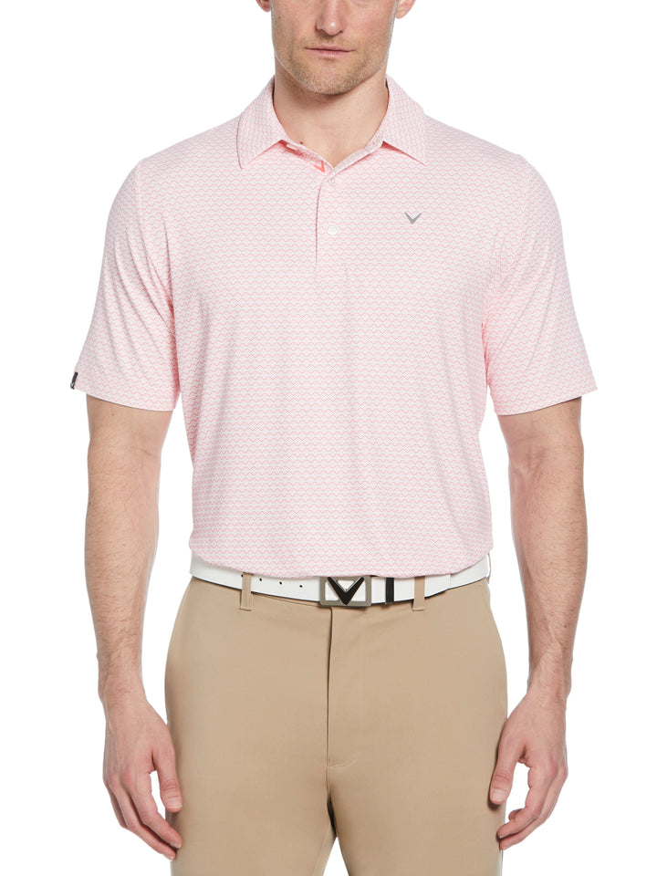 All-Over Gradient Chevron Print Golf Polo (Strawberry Pink) 