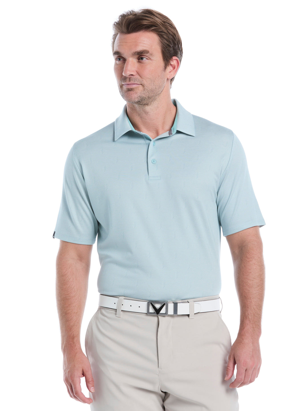 Chevron Twill Jacquard Golf Polo (Aquifer) 