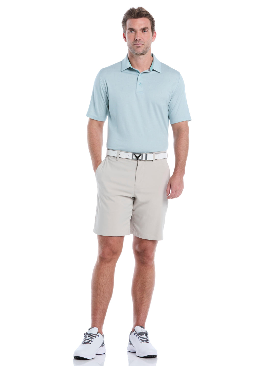 Chevron Twill Jacquard Golf Polo (Aquifer) 