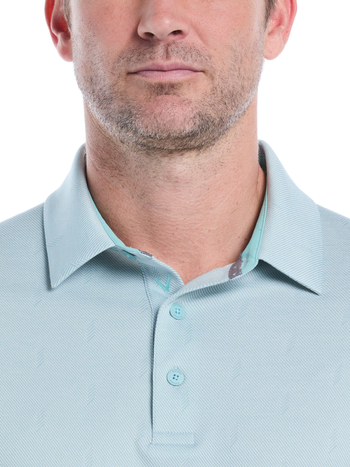 Chevron Twill Jacquard Golf Polo (Aquifer) 