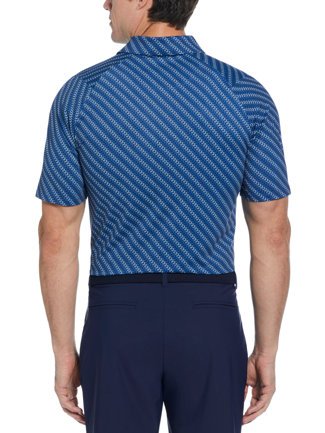 Mens Chevron Twill Print Polo (Galaxy Blue) 