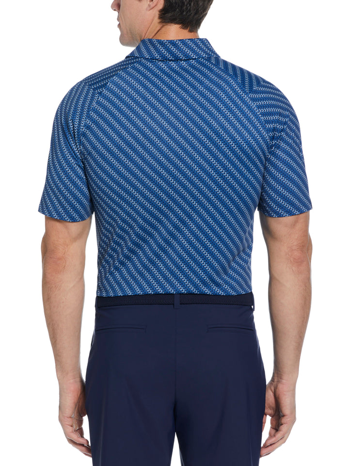 Mens Chevron Twill Print Polo (Galaxy Blue) 