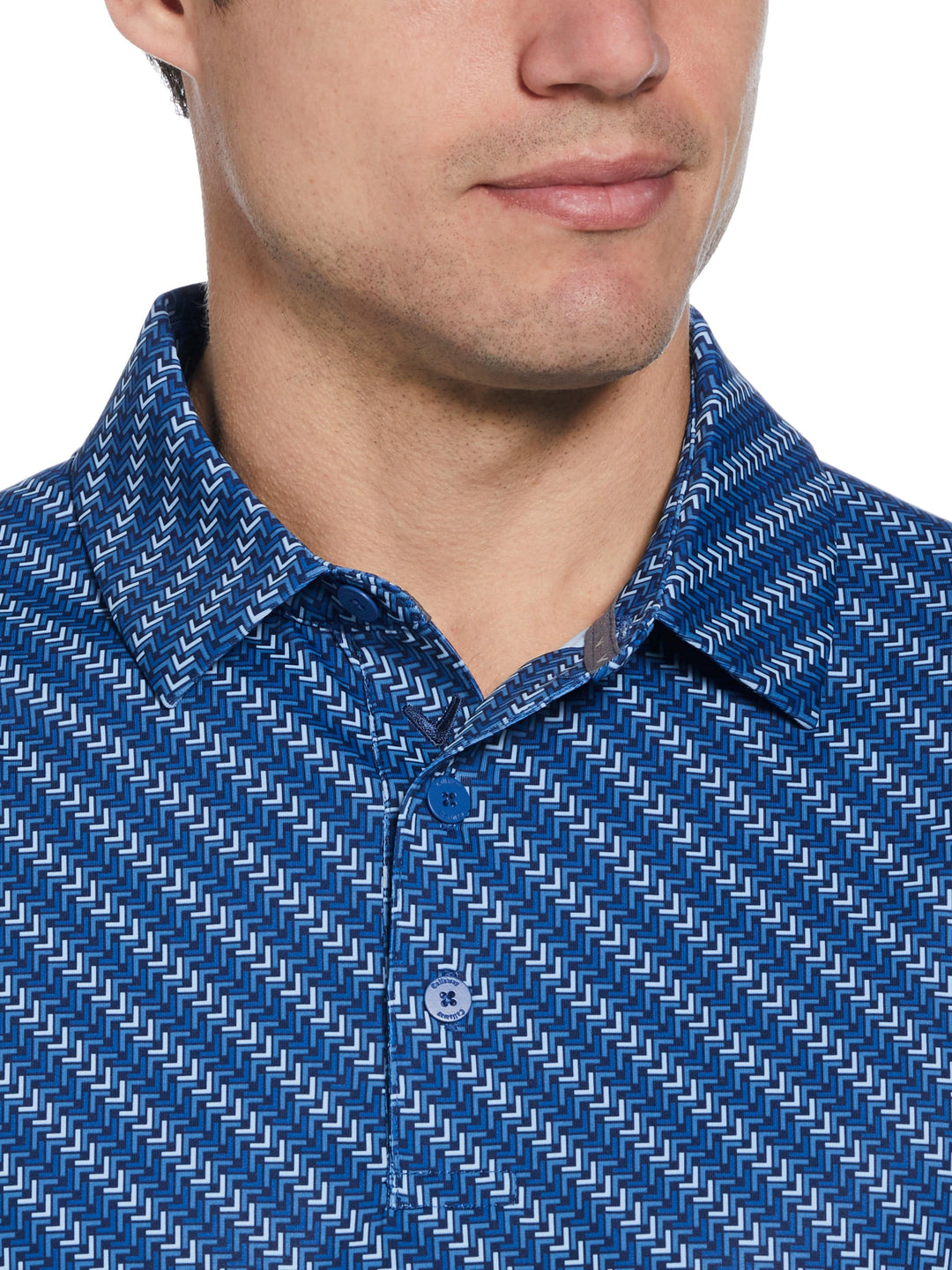 Mens Chevron Twill Print Polo (Galaxy Blue) 