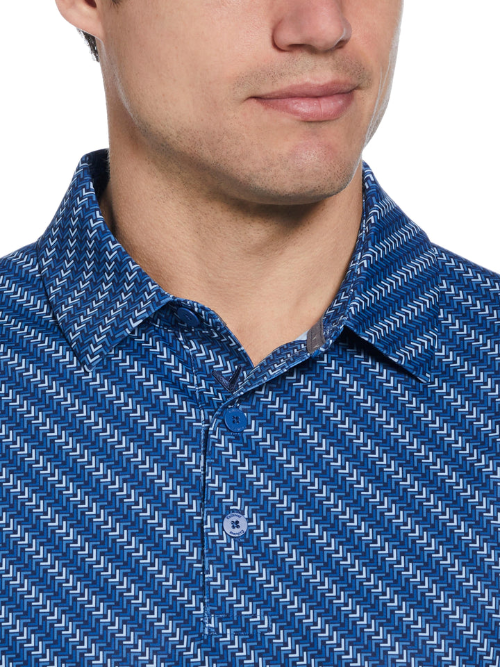 Mens Chevron Twill Print Polo (Galaxy Blue) 