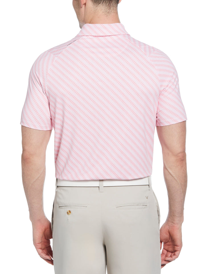 Mens Chevron Twill Print Polo (Strawberry Pink) 
