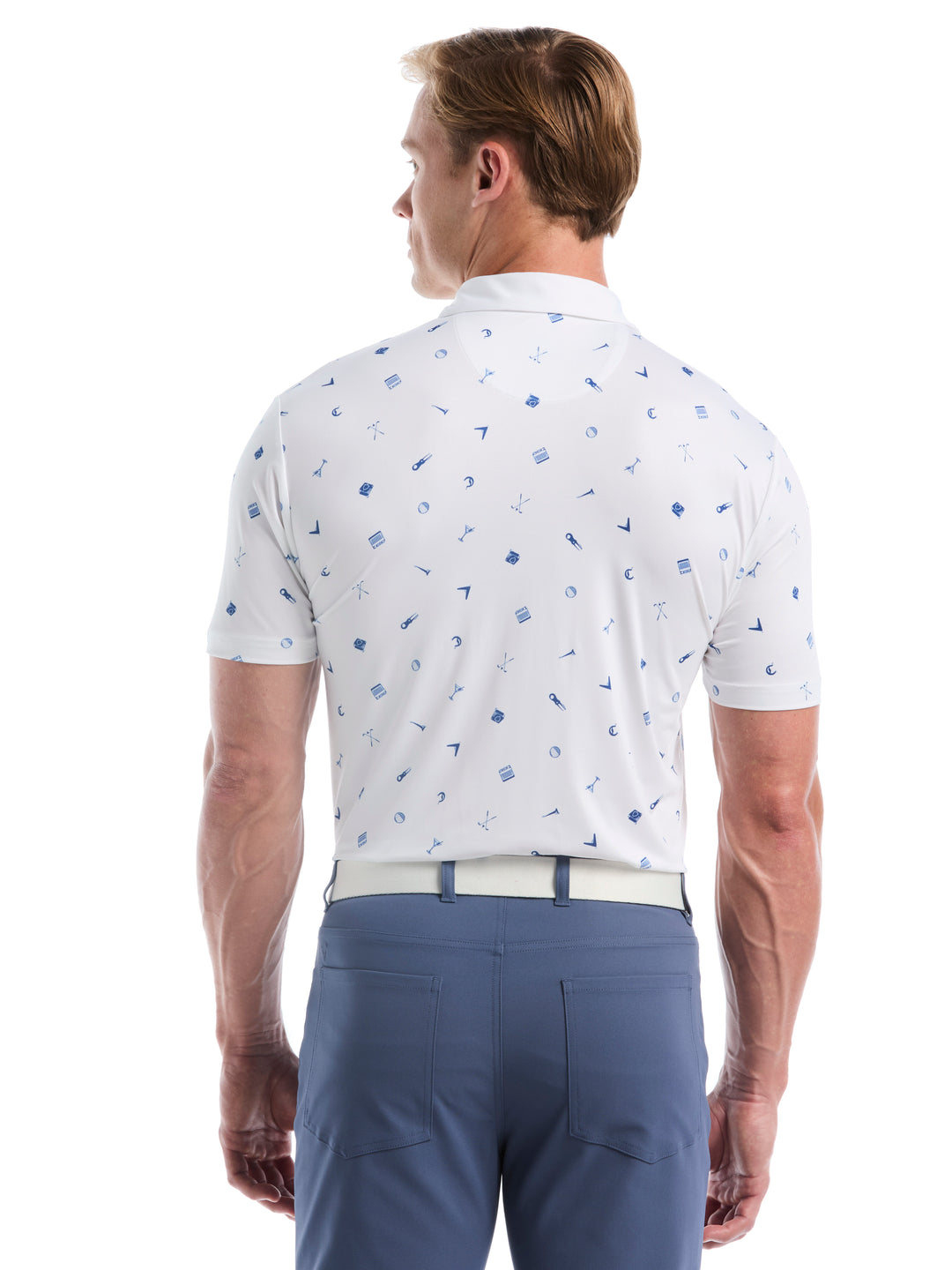 Clubhouse Essentials Print Golf Polo (Bright White) 