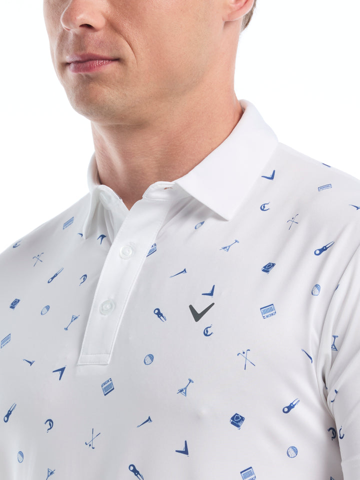 Clubhouse Essentials Print Golf Polo (Bright White) 