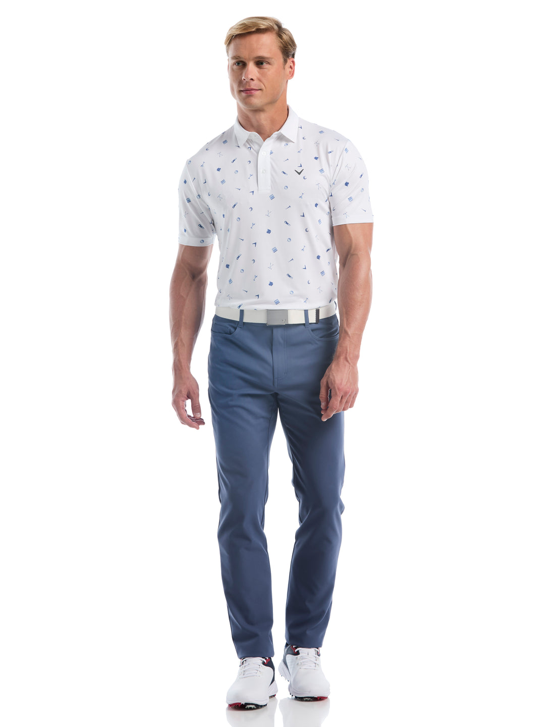 Clubhouse Essentials Print Golf Polo (Bright White) 