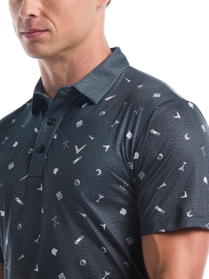 Clubhouse Essentials Print Golf Polo (Caviar) 